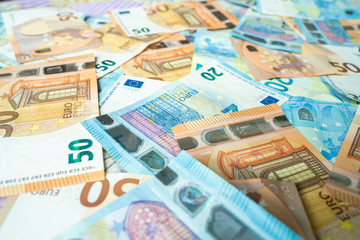 Euro money bill vaious value background
