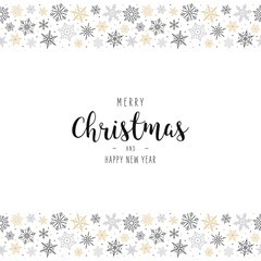 Christmas snowflakes elements ornaments seamless banner greeting card on white background