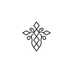 elegant floral cross faith logo vector concept 