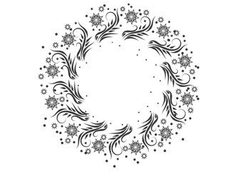 weihnachtlicher schwarzer Kranz auf weißem Hintergrund