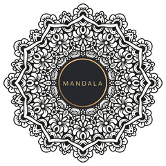 Black and white mandala vector isolated on white. Vector hand drawn circular decorative element.