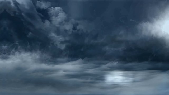 Dramatic storm clouds with lightning strikes. Looped animation.