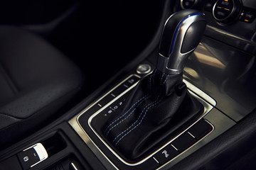 Plakat Detailed view of modern car's interior. Luxury and quality automobile