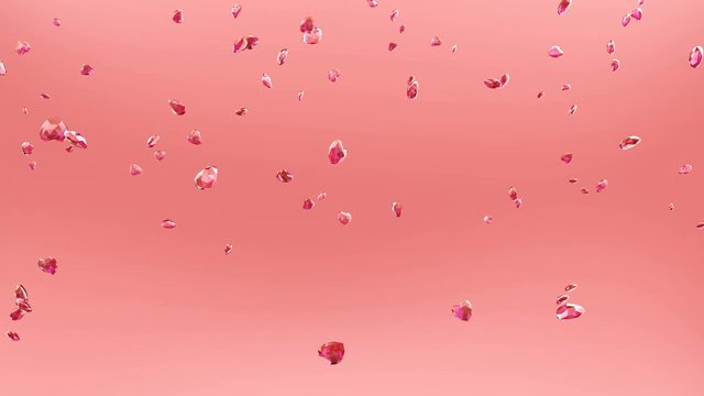 red ruby hearts falling down
