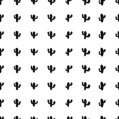 Cactus Plant Print, Cartoon Silhouette Floral Pattern