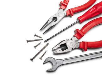 Tools on white background