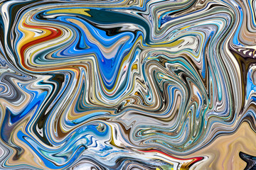 Abstraction in multicolored smooth lines of a wavy texture. Blurry colors of a colored background.