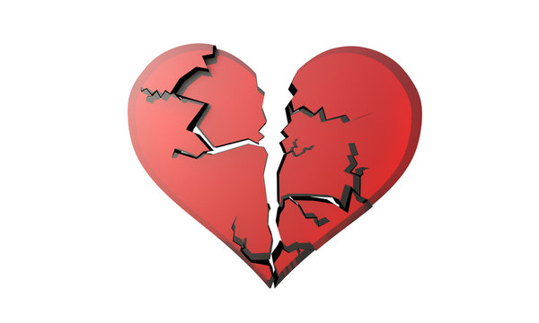 3D illustration of cracking heart