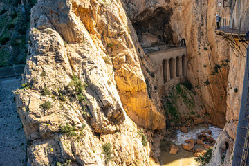 view of El Caminito del Rey or King's Little Path, one of the most Dangerous Footpath reopened 2015...