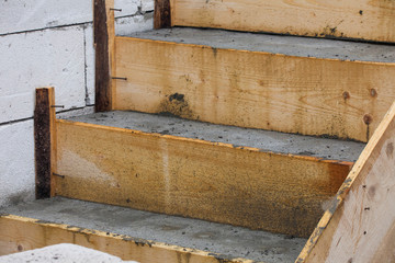 concrete stairs construction with wooden sheating