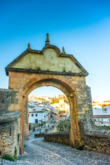 Fototapeta na wymiar Puerta de Felipe V or Arco de Felipe V, Historic and Artistic Center of Ronda, Malaga, Andalusia, Spain, Iberian Peninsula