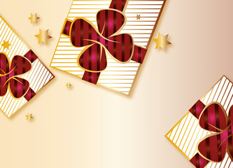 Weihnachtliche Geschenkverpackung in Gold und Rot Tönen