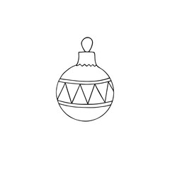 Fototapeta premium Single hand drawn christmas ball. Vector illustration for greeting cards, stickers, posters and icon design.