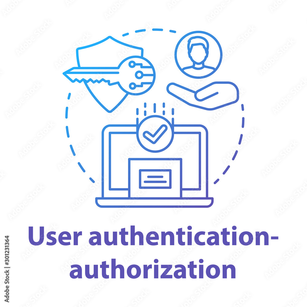 Poster user authentication-authorization concept icon. software development kit idea thin line illustration