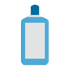 Mouthwash blue color cartoon template isolated on white background. Teeth protection, oral care, dental health concept for poster, banner. Vector illustration for any design.