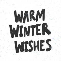 Warm winter wishes. Christmas and happy New Year vector hand drawn illustration banner with cartoon comic lettering. 