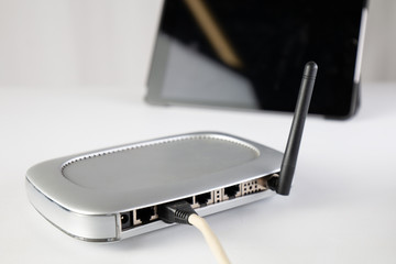 router wifi ethernet connection network port wireless closeup