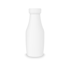 3d mockup of plastic realistic bottle. Vector packaging mockup template for food fluid products.