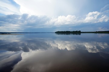 clouds over lake