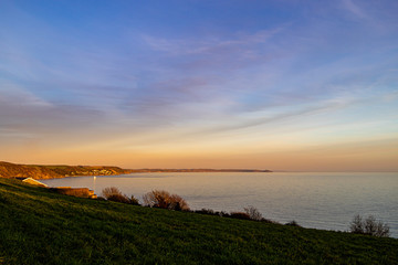 Fototapeta na wymiar Sunset in Whitsand bay Looe Cornwall
