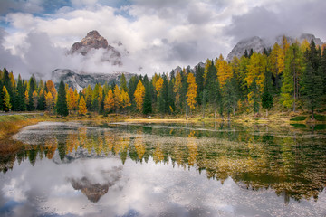 Landscape of beautiful mountain lake Antorno