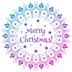 Merry Christmas greeting quote. New year decoration symbol. Snowflake ornament