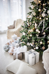 Christmas festive interior. Christmas cozy home atmosfere