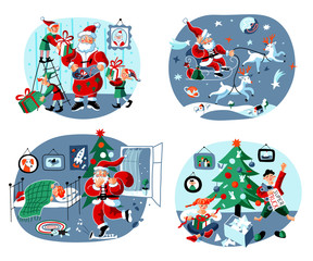 Christmas tradition flat vector illustrations set