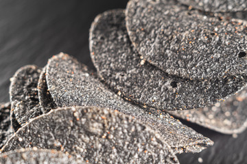 background of many black chips with spices