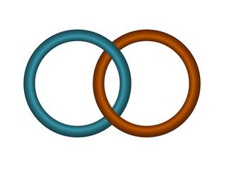 Interlocking circles, rings contour. Circles, rings concept icon isolated on white background