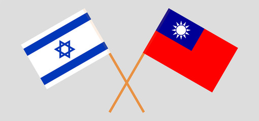Crossed flags of Taiwan and Israel