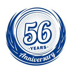 Fifty-six years anniversary celebration logotype. 56th anniversary logo. Vector and illustration.