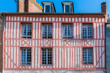 Honfleur, Normandy, typical houses with half-timbered facade