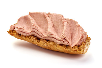 Chicken liver pate sandwich, isolated on white background - obrazy, fototapety, plakaty
