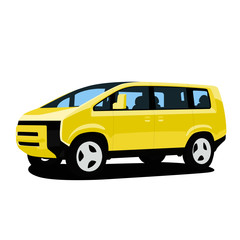 Minivan yelow realistic vector illustration isolated