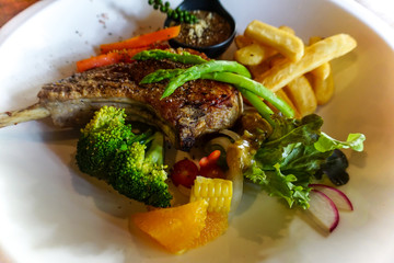 Pork chop steak on plate