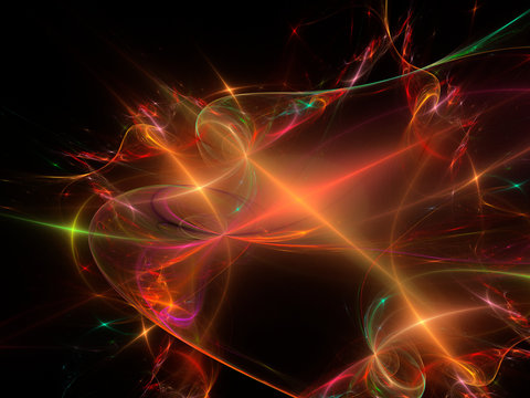 3D rendering abstract fractal light background. Colorful abstract fractal illustration