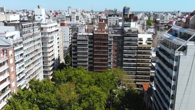 Plaza Pringles, square, Skyscrapers, Buildings (Rosario, Argentina) aerial view