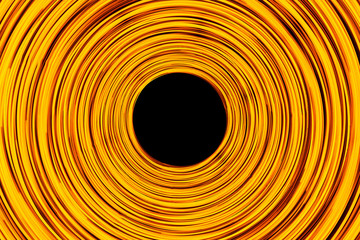 Abstract neon circle lines with empty copy space inside isolated on black background. Colorful led...