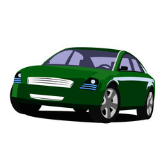 Sedan green realistic vector illustration isolated