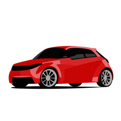 Fototapeta na wymiar Hatchback red realistic vector illustration isolated