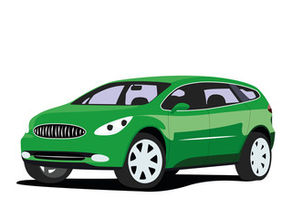 SUV green realistic vector illustration isolated