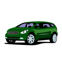 SUV green realistic vector illustration isolated