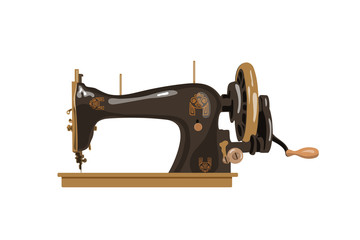 Vintage Sewing Machine vector illustration. Detailed image for logo, print,
