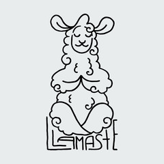 Llamaste. Cute furry llama cute card. Cute alpaca drawing hand drawn vector image for cards, prints, t-shirts, cases, designs.