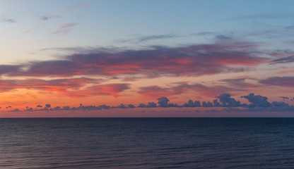 Sunrise at coast of the sea. Black Sea. Summer 2019 Ukraine