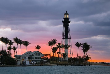 Hillsboro Inlet Lighthouse Cloudy Dawn