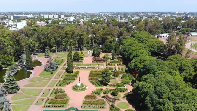 Rose garden Rosedal, Independence Park (Rosario, Argentina) aerial view