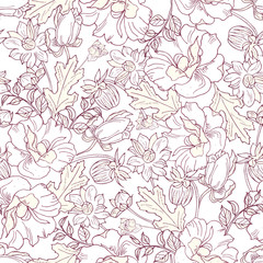 elegant floral seamless pattern. Vintage monochrome peonies, chrysanthemums on a light background. Spring; summer holidays presents and gifts wrapping paper,For textiles,packaging; fabric,wallpaper.