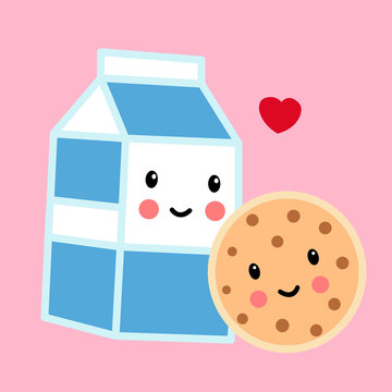 Creative concept food health diet vector milk and cookie in love.
